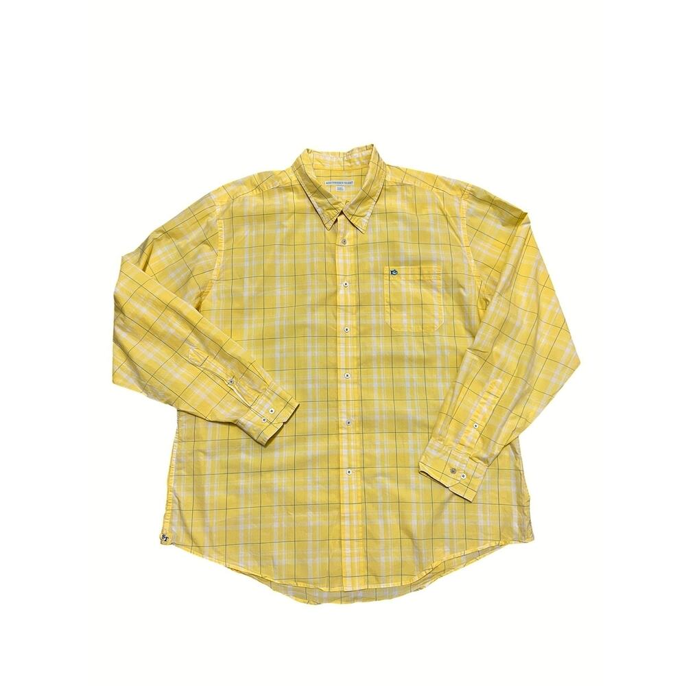 Southern Tide 100% Cotton Preppy Coastal Beach Plaid Long Sleeve Up Shirt Sz XXL